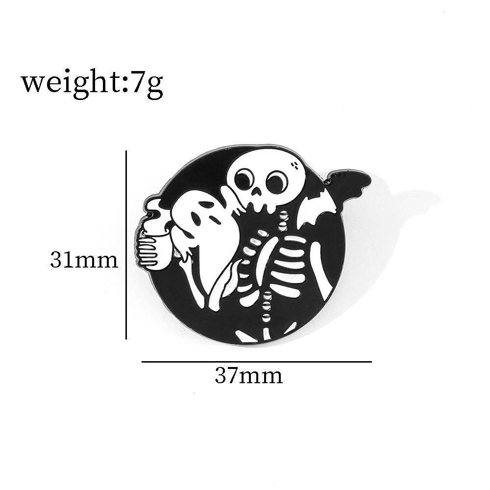 Halloween Brooch Funny Cartoon Personality Skull Metal Badge Ghost Cat Alloy Drip Pin Accessories