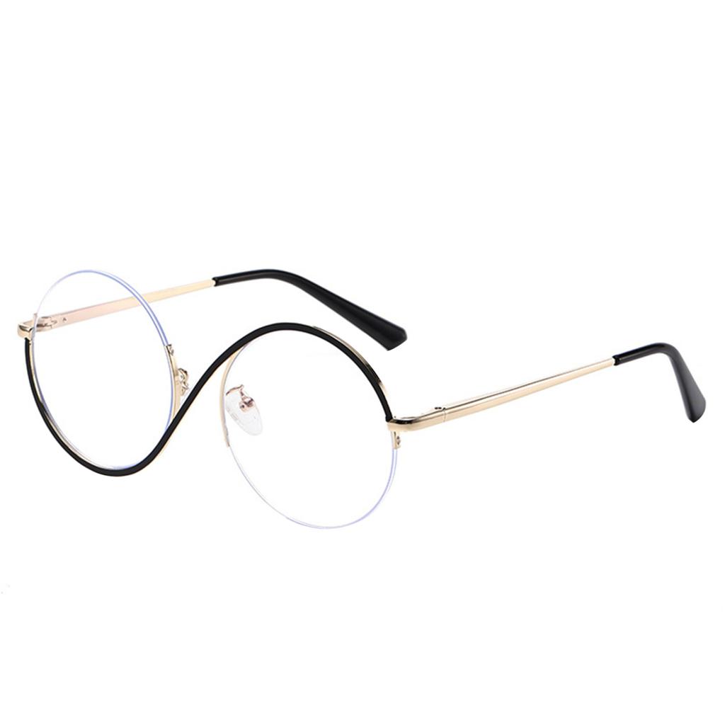 Yousheng Hexenbrille Ikonisches Design Flache Spiegel Leichter Metallrahmen S-förmige Bügel Runde Brille Halloween-Partys Requisite Cosplay-Brille