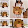 Large Capacity Capybara Shoulder Bag Cute Cartoon Doll Backpack Brown Plush Capybara Daypack  Gifts