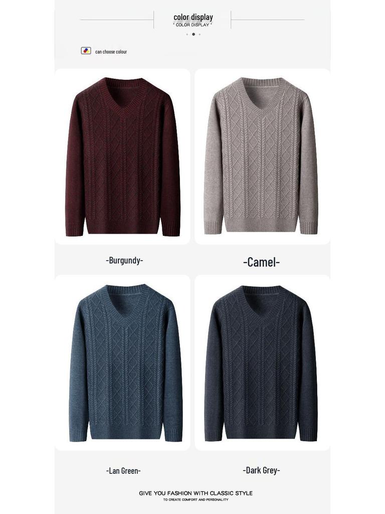 Men's Winter Thick V-Neck Knitwear: Warm, Comfortable, Stylish