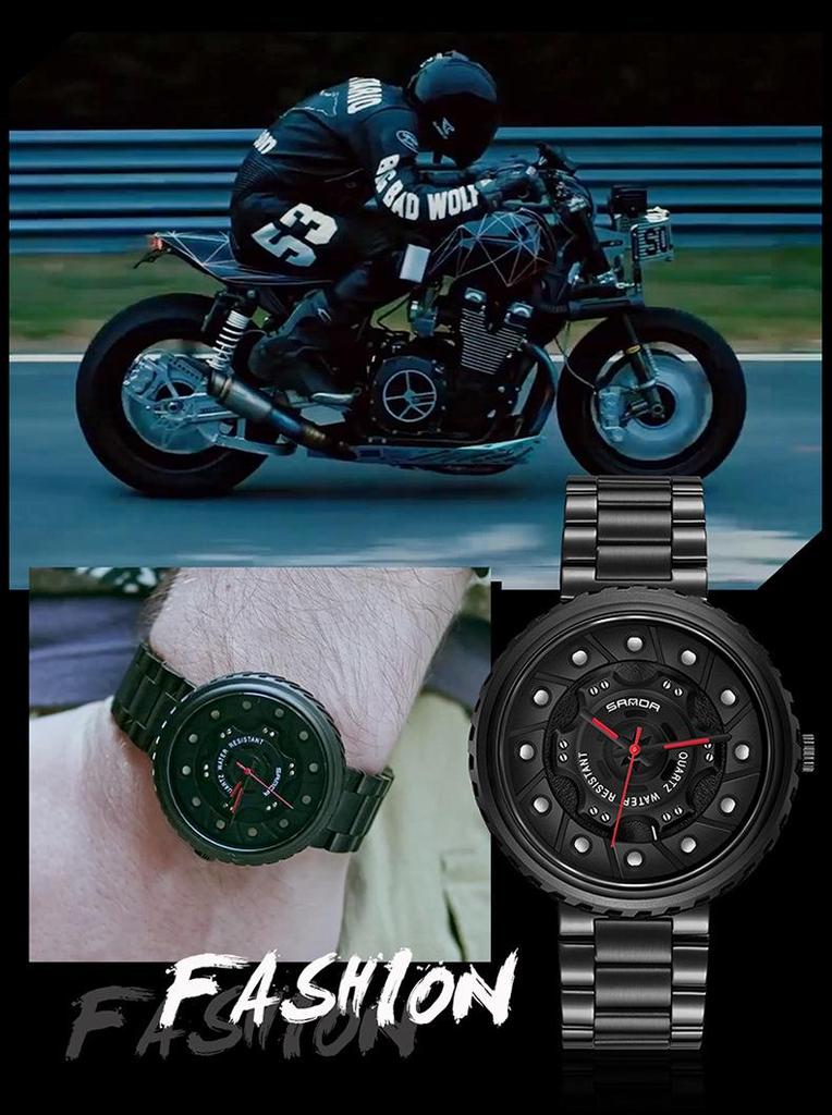 Sanda Men's Trendy Steel Band Hollow Dial Watch