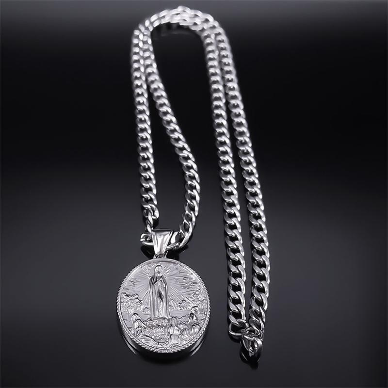 Exquisites Jungfrau Maria Halskette Herren 316 Edelstahl Silber Farbe Unsere Liebe Frau von Guadalupe Halsketten Schmuck virgen de guadalupe