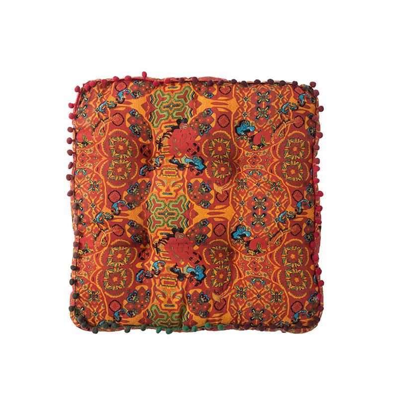 Cross-Border Ethnic Style Retro Floor Cushion: Thickened Square Tatami Seat, Cotton/Linen Fabric for Living Room or Bedroom.