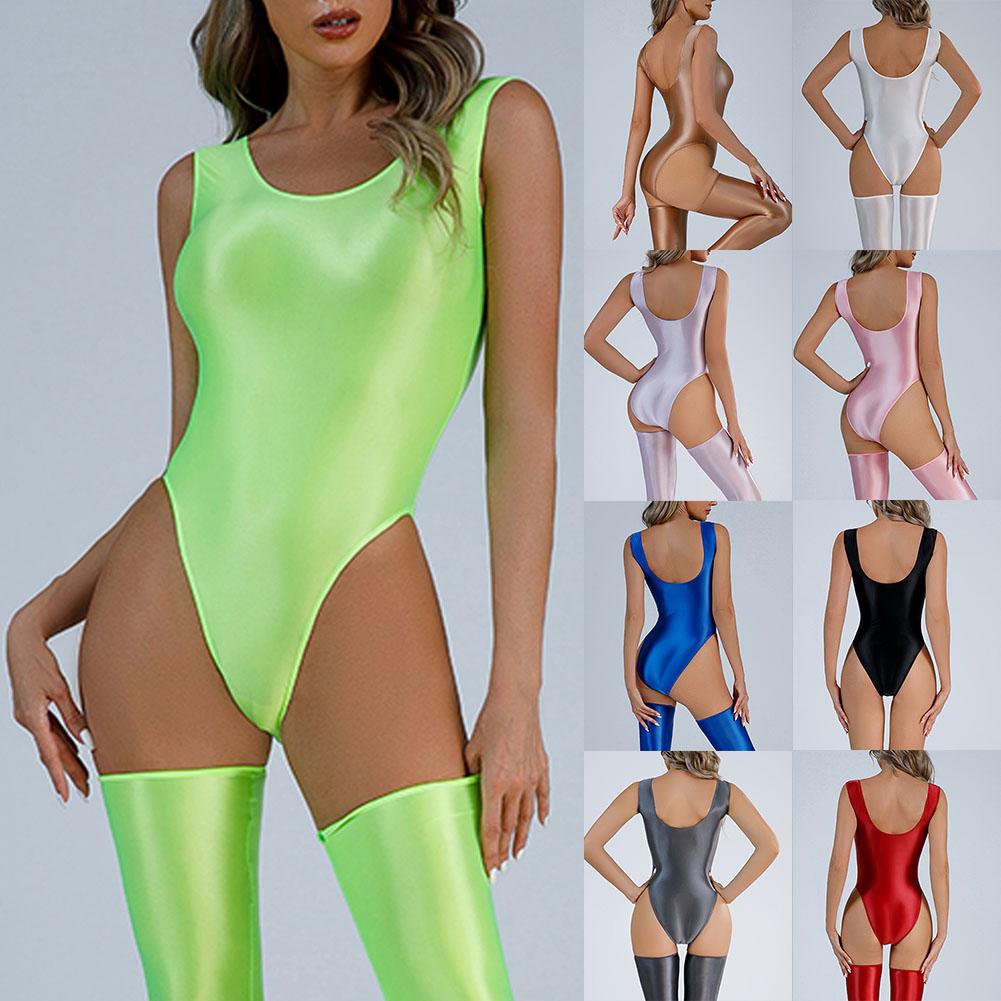 Backless Thong Bodysuit Bodysuit Erotic Lingerie Female Glossy Swimsuit