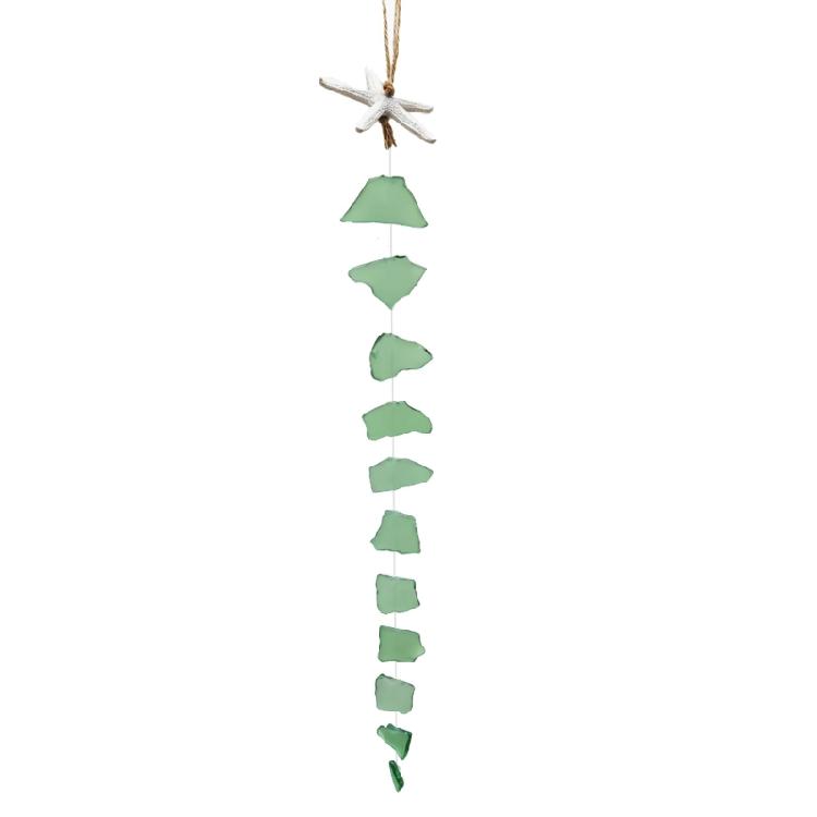 

Beach Coastal Theme Multicolored Sea Glass Wind Chimes Hanging Ornament With Resins Starfishes For Outdoor Garden Decors