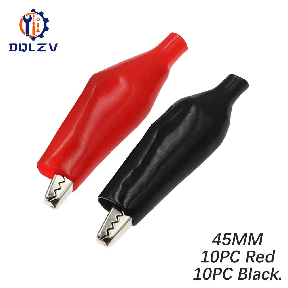 20PCS 28MM 35MM 45MM Metal Alligator Clip Crocodile Electrical Clamp Testing Probe Meter Black Red Plastic DIY Car Auto Battery