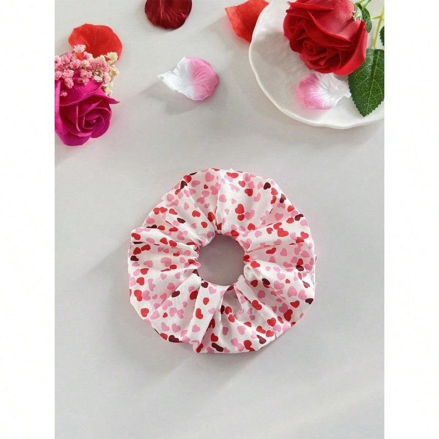 

Women s Sweet & Elegant Pink, Red Fabric Love, Lips, Rainbow, Heart Printed Large Hair Scrunchies, Suitable For Holiday Parties one-size