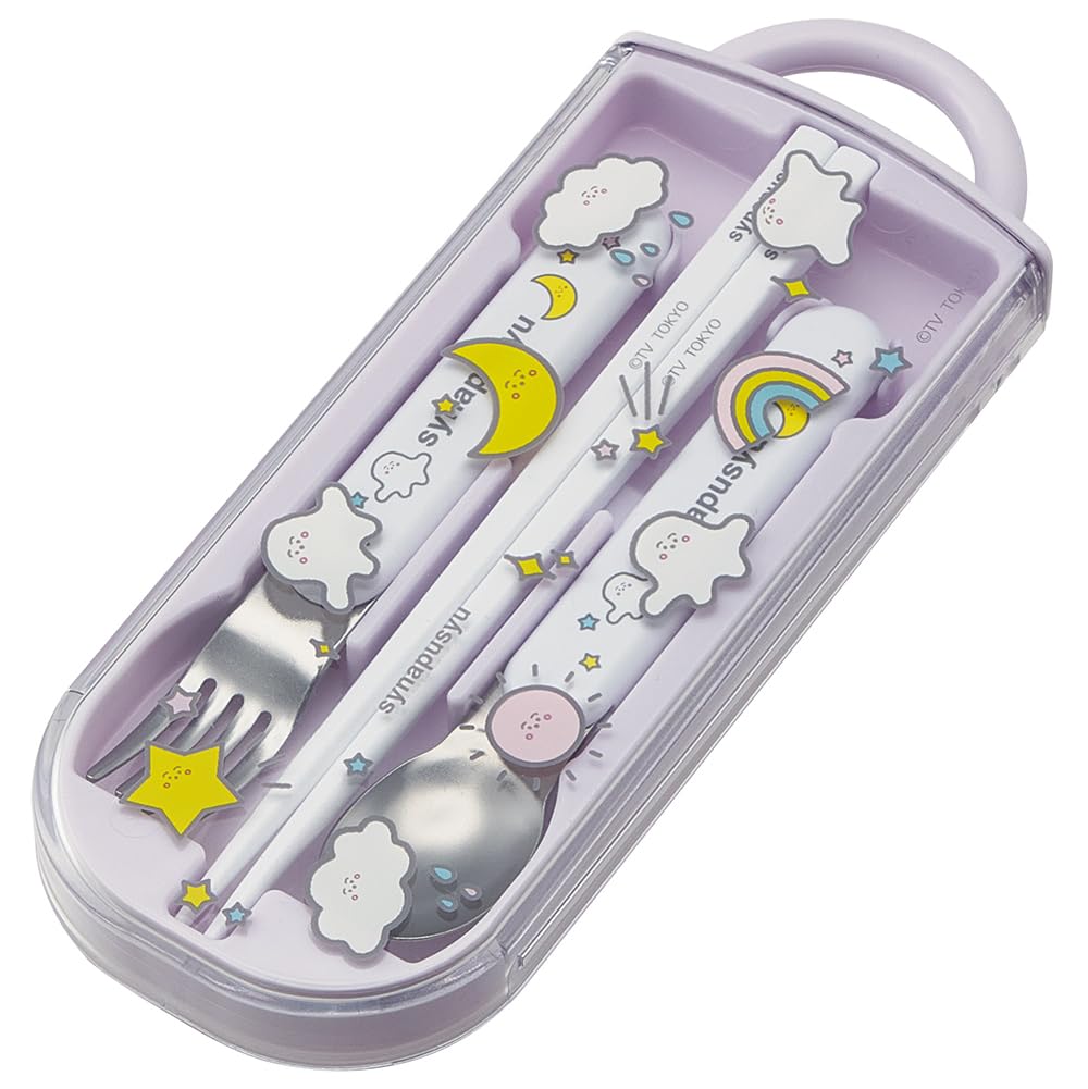 Skater Lunch Box Trio and Made In Shina TACC2AG Children's Set, Chopsticks, Spoon, Fork, Kids' Cutlery, Antibacterial, Easy-Open Slide-Open, Japan,
