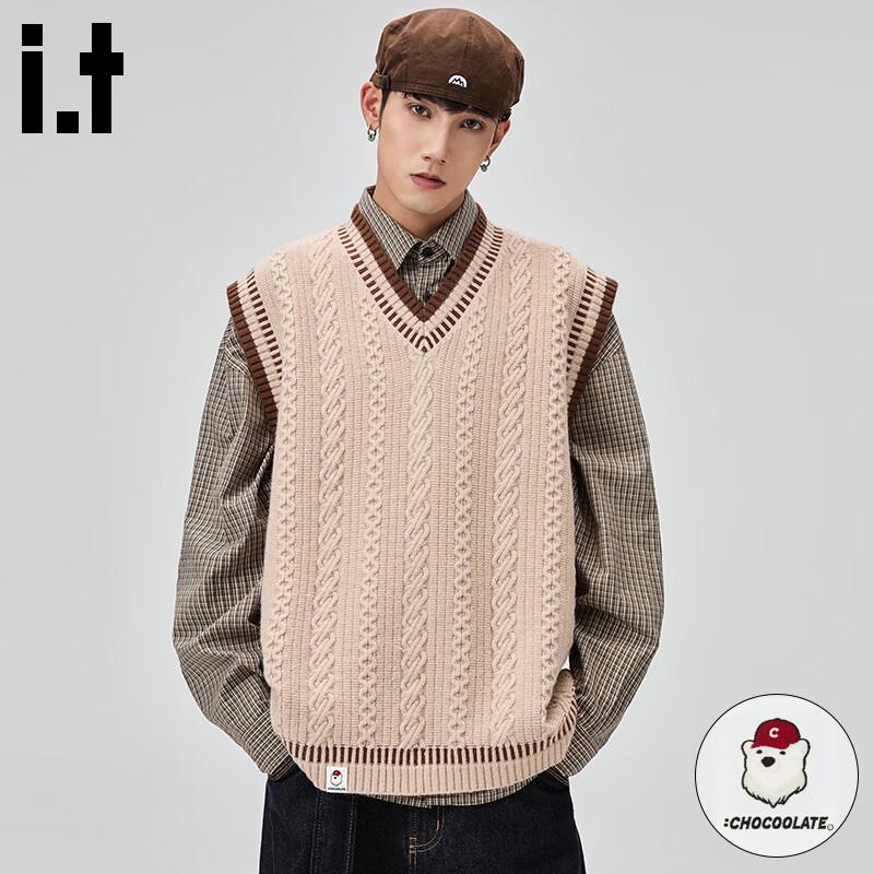

CHOCOOLATEit Men s Retro Cable Stripe Knit Vest L