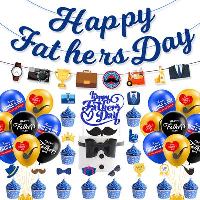 Father'S Day Decoration One-Piece Letter Latte Flower Happy Father'S Day Flag Balloon Cake Card Customization