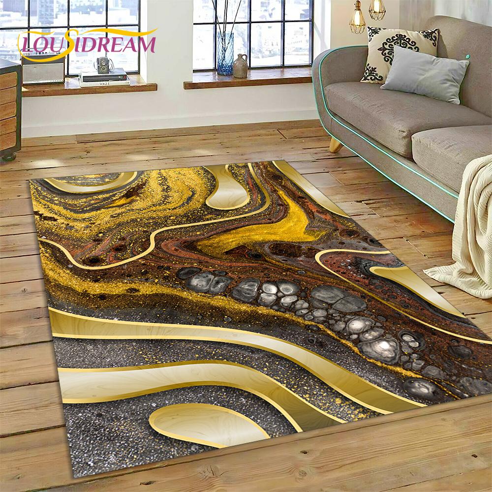 Dream Colour Splendid Marble Gold Nordic Rug for Home Living Room Bedroom Sofa Doormat Kitchen Decor Mat