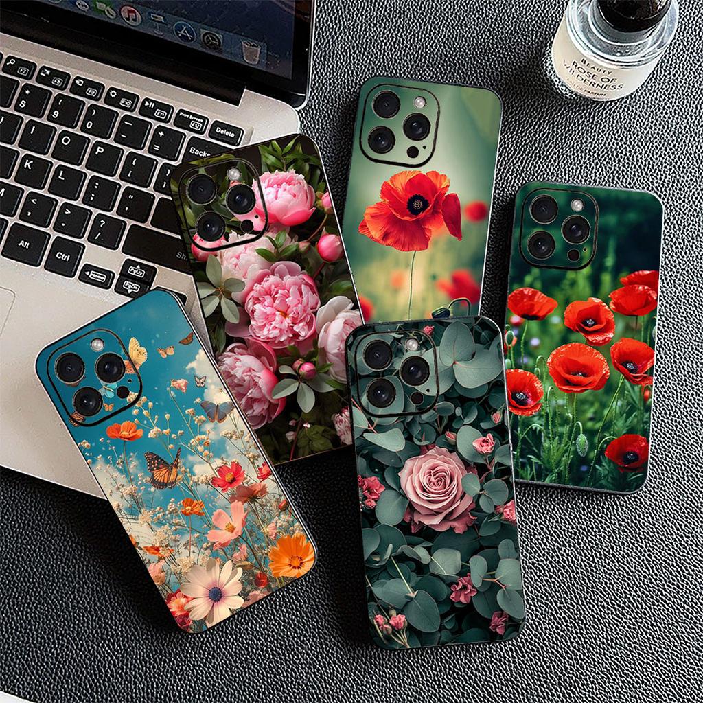 Cover for Samsung Galaxy S22 S21 S20 Fe Ultra S9 Plus + A13 A22 M21 M31 M55 M15 Phone Case Peony Rose Poppys Flower Bloom