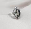 Green Amethyst 925 Sterling Silver Ring: Faceted Oval, Boho Statement Ring