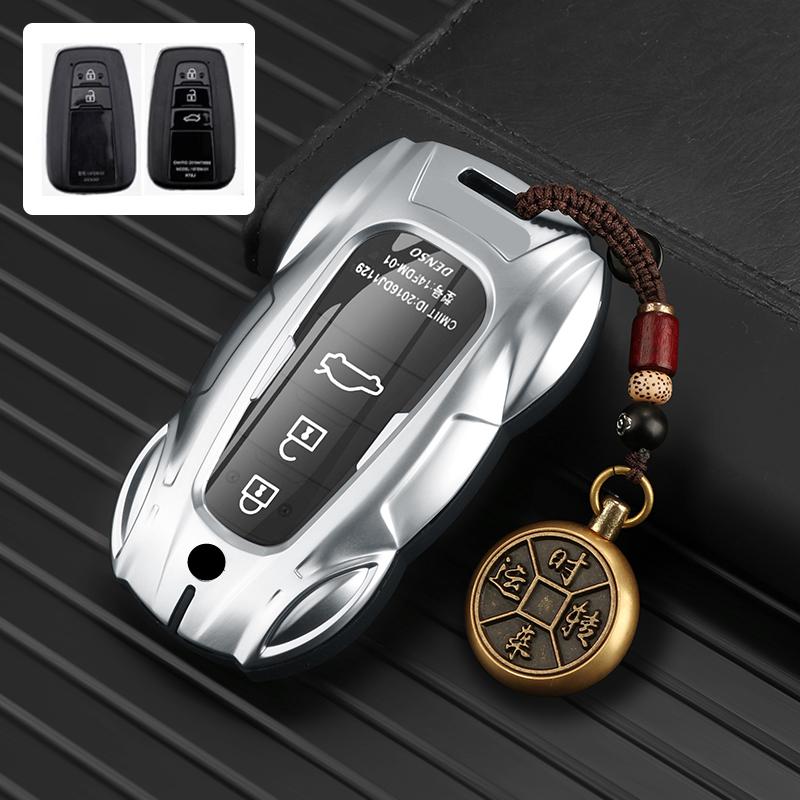 

Metal Car Remote Key Cover Case Holder Shell Chain Fob For Toyota Crown Mirai Alpharo Vellfire Corolla Prius Camry Bz4X Bz3 Rav4