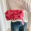 Plush Heart Cosmetic Bag 3D Fuzzy Hearts Makeup Pouch Sweet Fluffy Cosmetic Organizer Toiletry Pouch for Women Girls