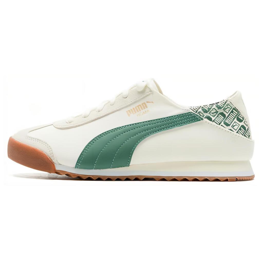 New PUMA Roma Abrasion Resistant Breathable Moisture Wicking Low Top Running Shoes Unisex White Green 398332-05