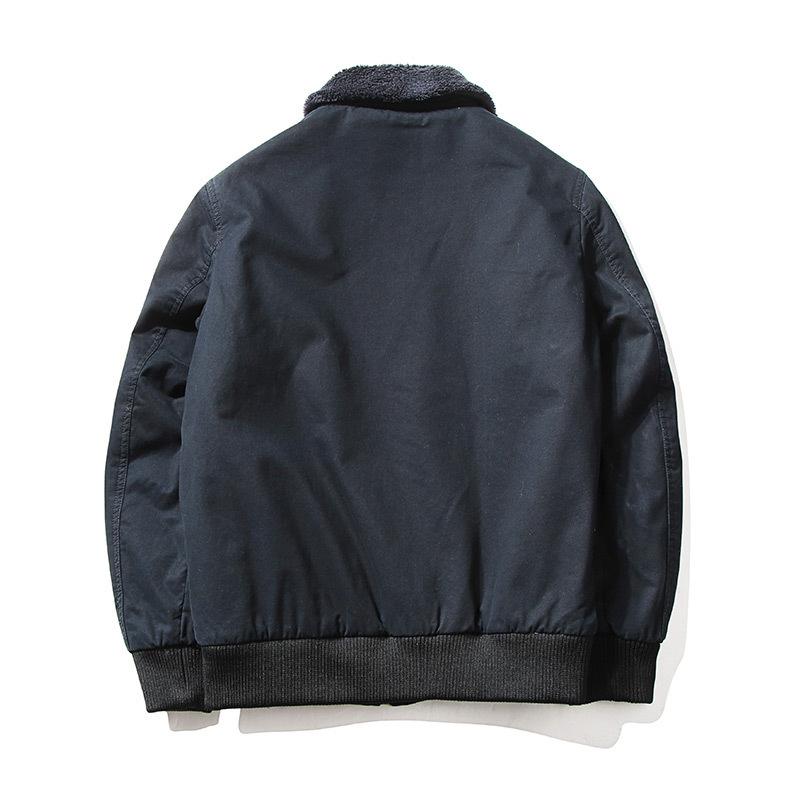 Ledig kappa Enkel herr höst- och vinterbomull tvättad och lammkashmirjacka