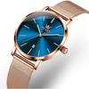 OLEVS Women's Minimalist Casual Watch Rose Gold Leather Band Waterproof Analog Quartz with Date Calendar