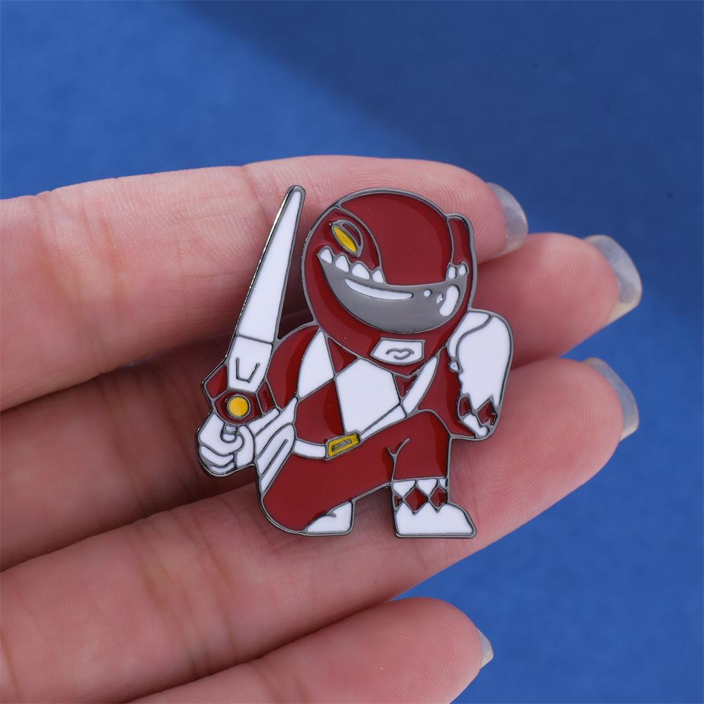 Power Dinosaur Rangers Enamel Pin Set Colorful Battle Suit Combat Helmet Lapel Badge Classic Anime Jewelry Collection