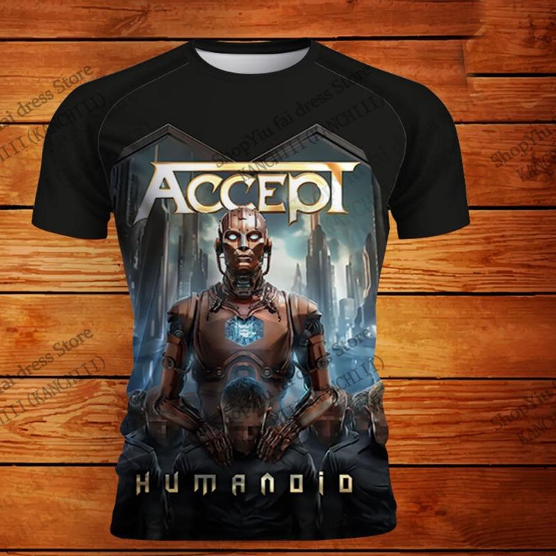 

2026 New Rock Accept Band 3D Print T-shirt Men Women Fashion Oversized Short Sleeve Tshirt Kids Hip Hop Tops Tees Mens Clothing S