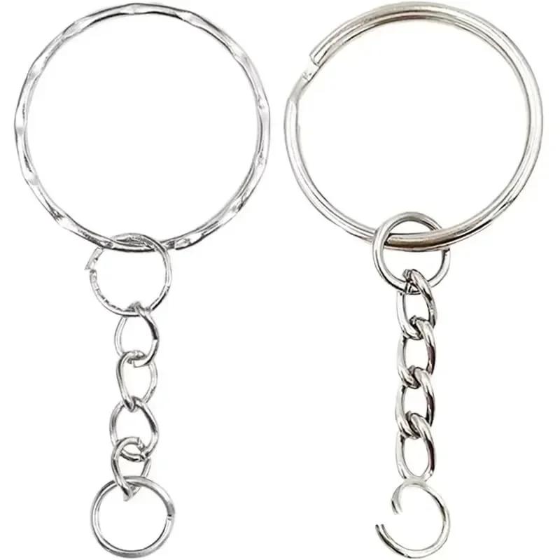 50/100PCS Stainless Steel Metal Blank Keyring Keychain Split Rings with Chain Climbing Buckles Carabiner Keychain Accessories