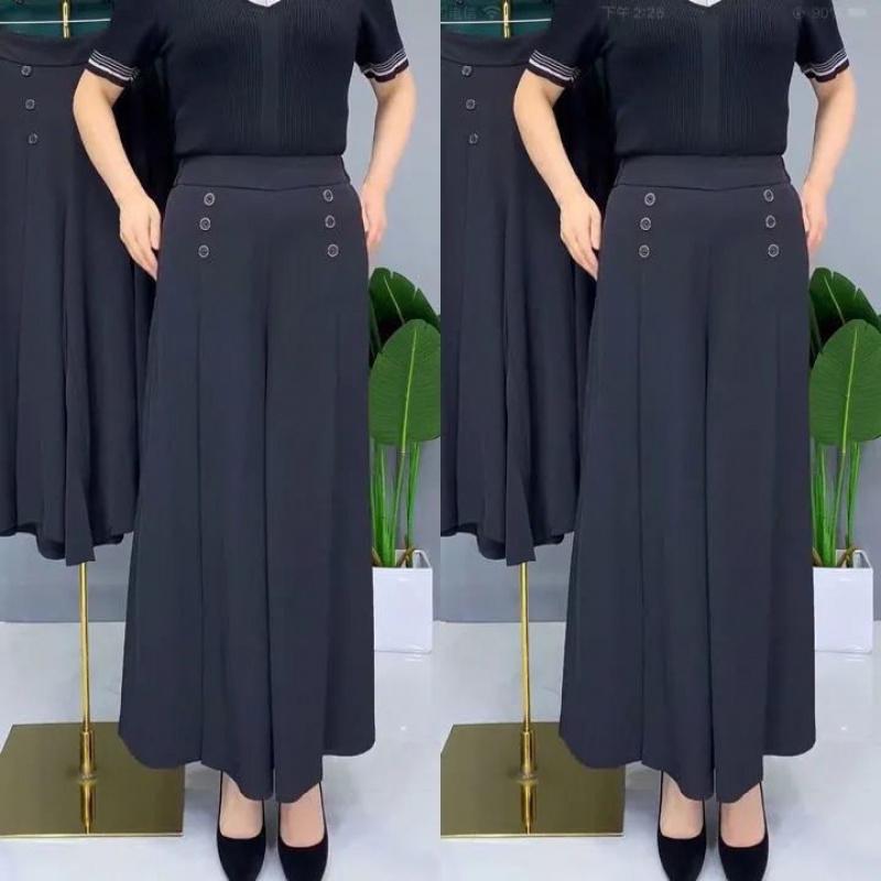 2026 Summer Breathable Loose Fashionable Versatile Draped Wide-Leg Pants for Women In Solid Color