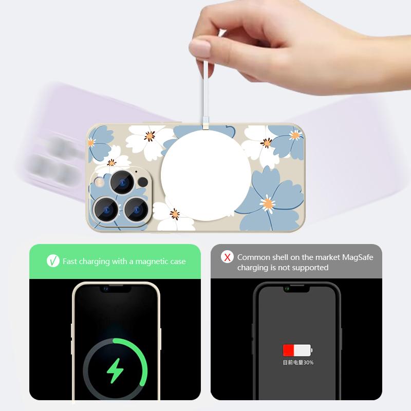 For iPhone 17 Pro Max Case Cartoon Daisies Flowers Pattern Magnetic For Magsafe Soft Cover For iPhone 16 15 14 13 Pro Max 17E 16E