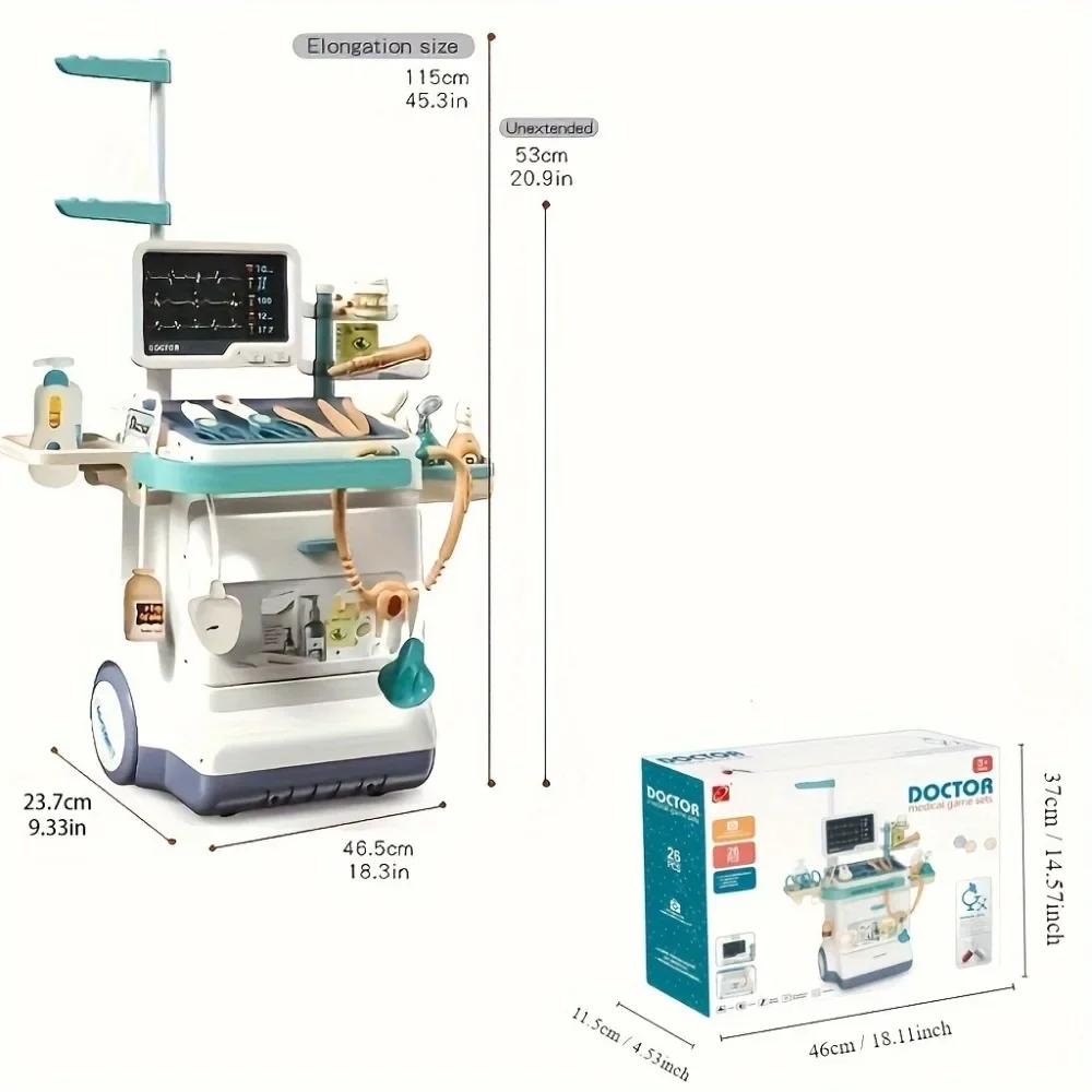 Non-Toxic Doctor Kit Toy Pretend Play Doctor Nurse Hospital Games Toddlers Medical Cart Kit With Sounds 3-5 Year Old Toddler Toy For Kids