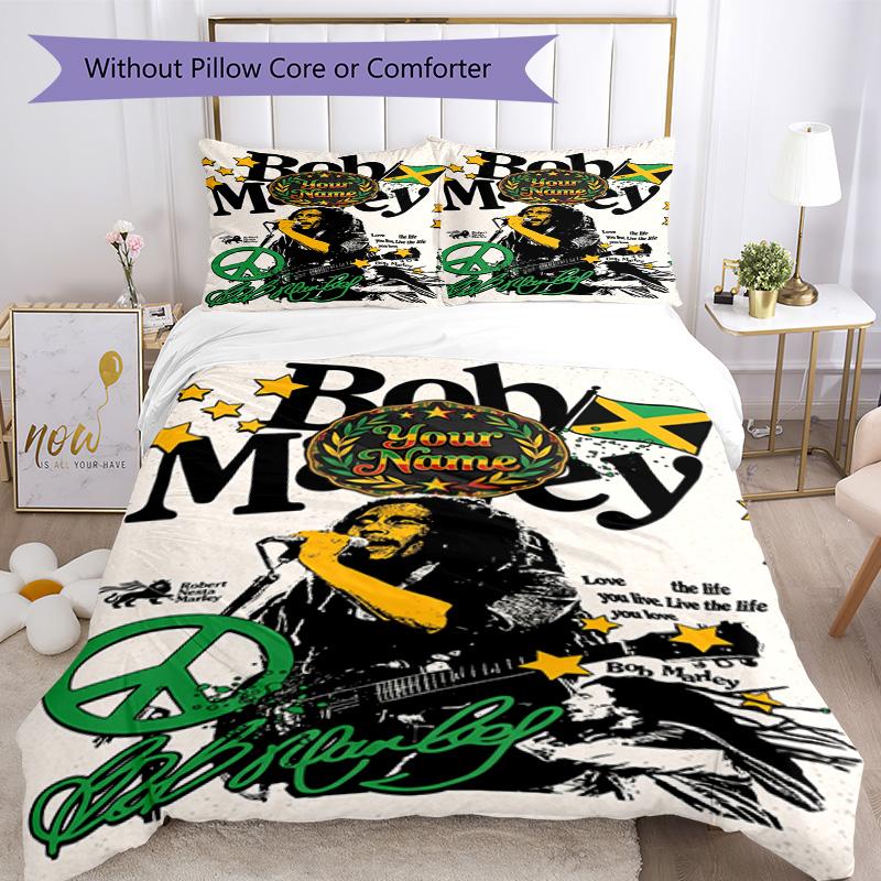 Bob Marley Customize Your Name Duvet Cover Set Suitable for Decorate room Machine Washable Bedroom Decor Gift for Festivals