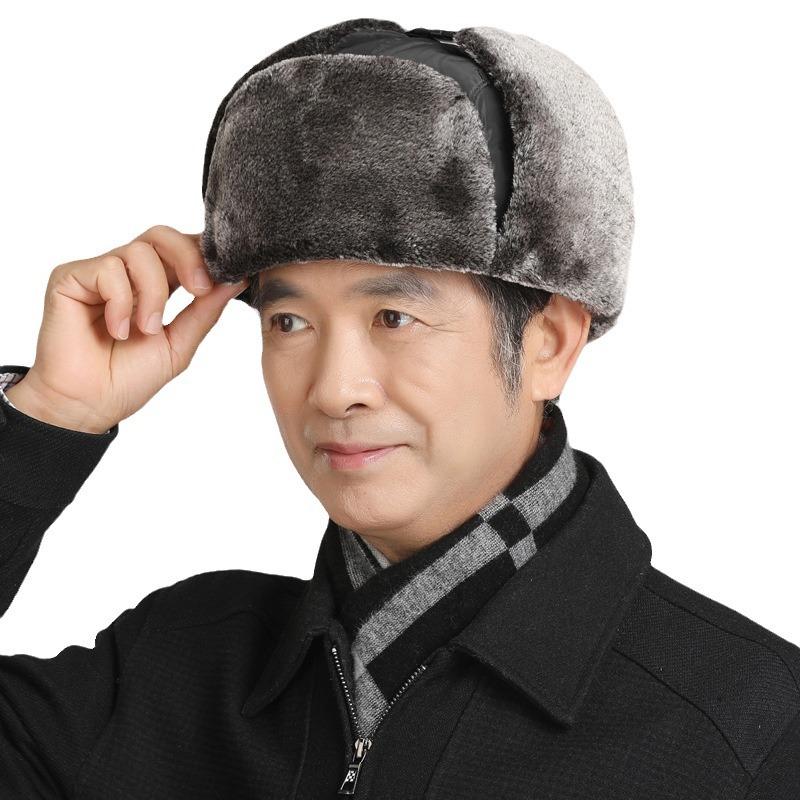 Lei Feng Hat Autumn and Winter Middle aged and Elderly Men's Snow Hat Ear Protection Thickened Men's Winter Elderly Winter Dad Winter Hat