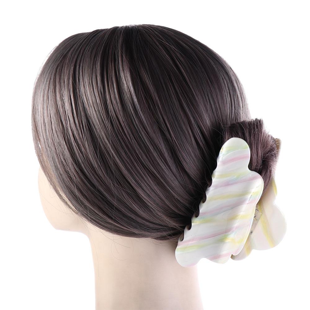 Colorful Stripe Shark Clip Stripe Rainbow Hair Clip Elegant Cloud Acetic Hair Claw  Lady/Girls