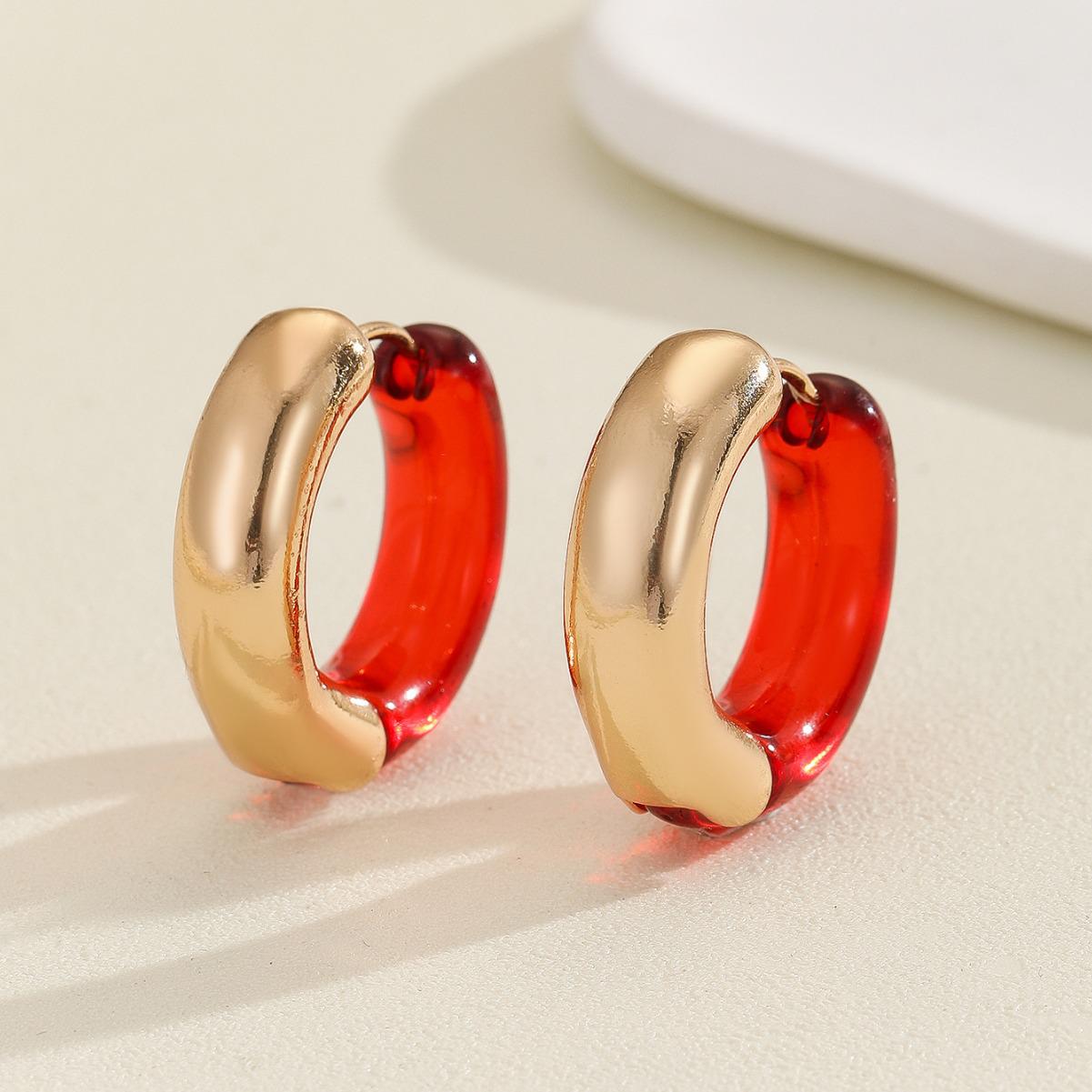 

Ретро Многоцветные Акриловые Сплетенные Серьги-Каффы в виде Колец красный