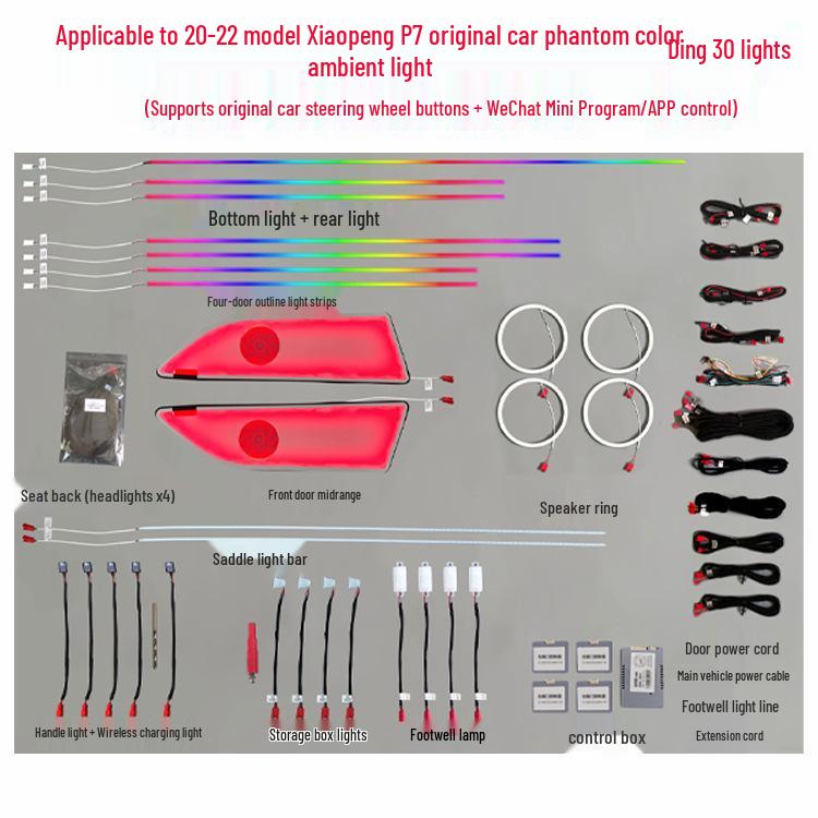 Dynamic Colorful Ambient Lights for Xiaopeng P5/P7/G3/G6 Interiors (Mona03 Model)