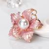 Mode kvinnors Rhinestone imitation Pearl Emalj Blomma Floriated Brosch Pin