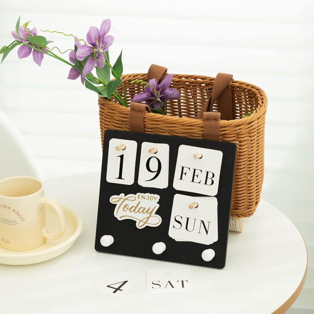 Wall-mounted Perpetual Calendar Ornaments Creative DIY Calendar with Hooks  Office Desk Decoration