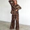 1116 Spring and Summer New Leopard Print Long-sleeved Trousers Two-piece Set Loose Casual European and American Fashion Suit Women