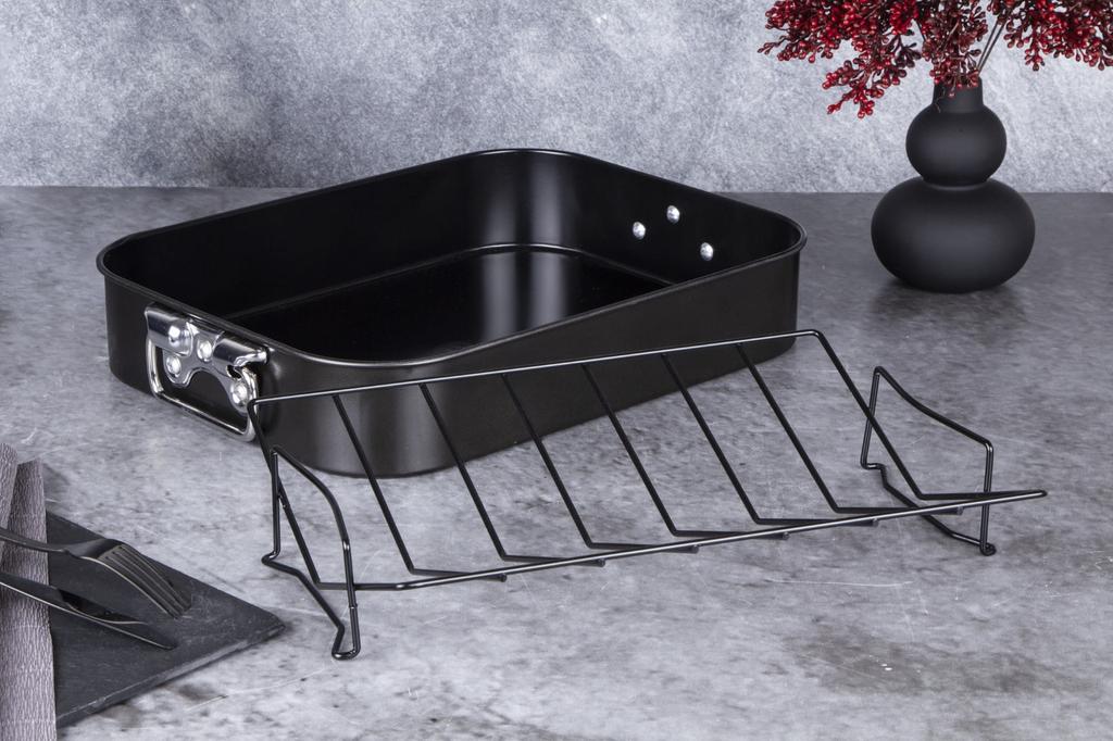Baking pan with rack 41.5x32cm BERLINGER HAUS Shiny Black BH-7849