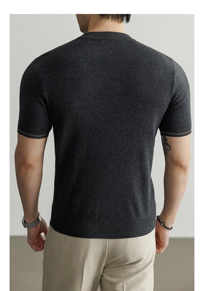Men's Wool Mulberry Silk Knit Short Sleeve T-shirt - 2026 Spring Fashion