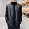 Herren Kunstlederjacke Slim Fit Reißverschlussjacke mit Baseballuniformkragen Herbst Winter Warme Jacke für Sport Büro Party