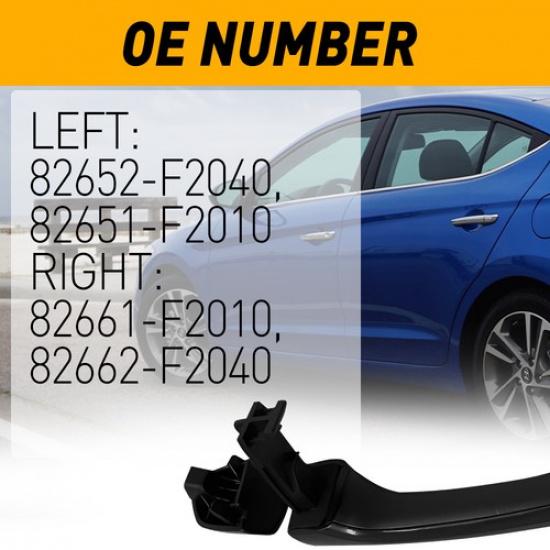 Pair Outside Door Handle Left Right Rear For 2017- Hyundai Elantra Sedan H
