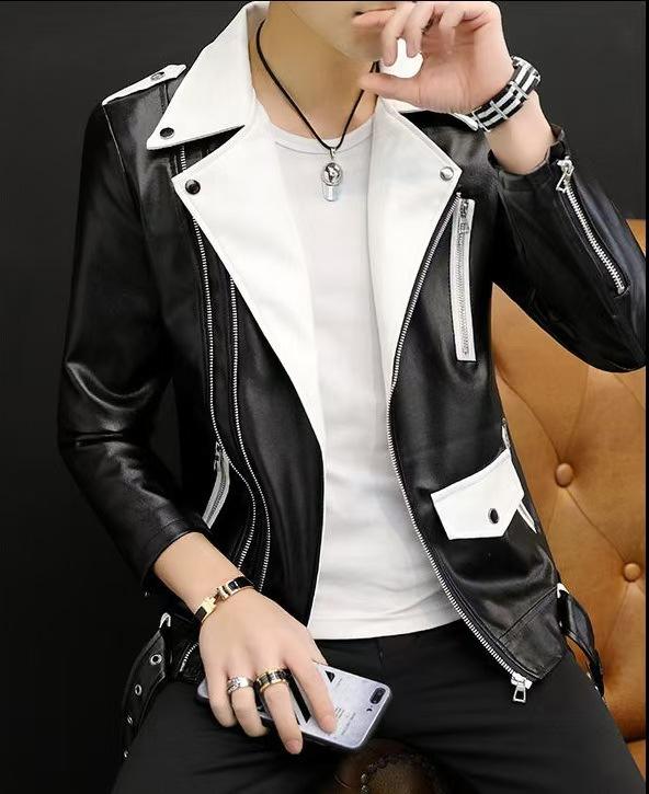 Men's jacket Spring and autumn fashion versatile leather jacket men's thin men's leather jacket top casual jacket