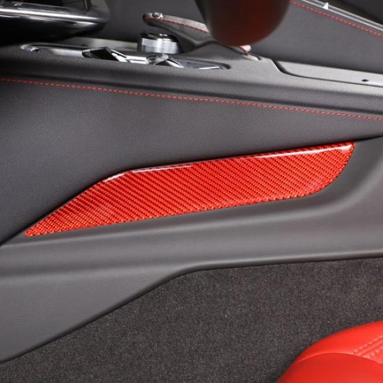 Red Carbon Fiber Center Control Left Side Trim Sticker For Corvette C8 -25