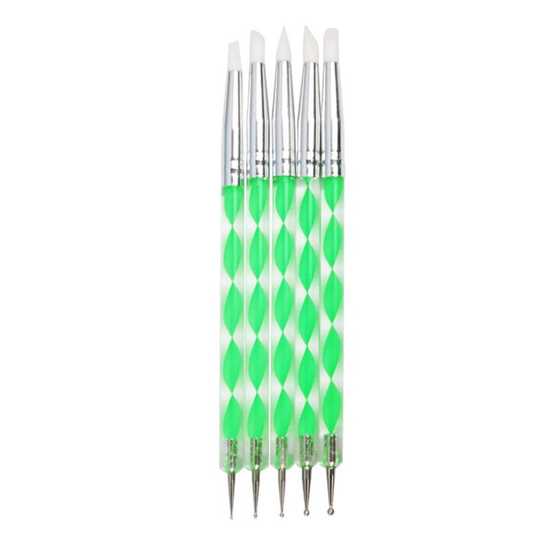 5 Pcs Silicone Clay Sculpting Tool For Brush Modeling Dotting Nail Art Pottery Clay Tool Diy Carving Sculpting Tools Soft Head
