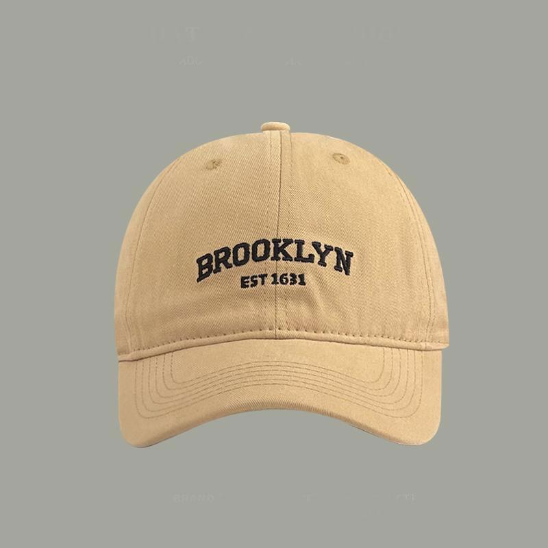 Vintage Letter Embroidery Baseball Cap For Men Women Soft Top Duck Tongue Hat Street Wild Solid Color Adjustable Sun Visors