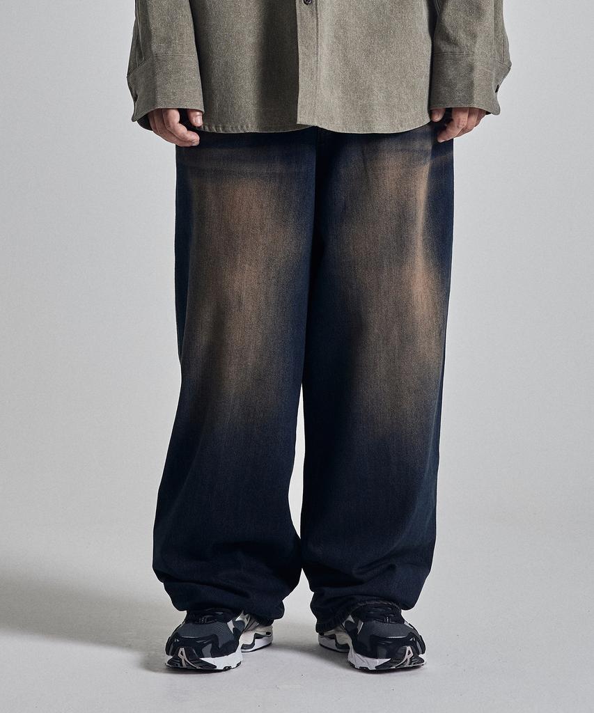 OTHERFITS Hip-Wide Vintage Blue Denim Pants (Dark Blue)