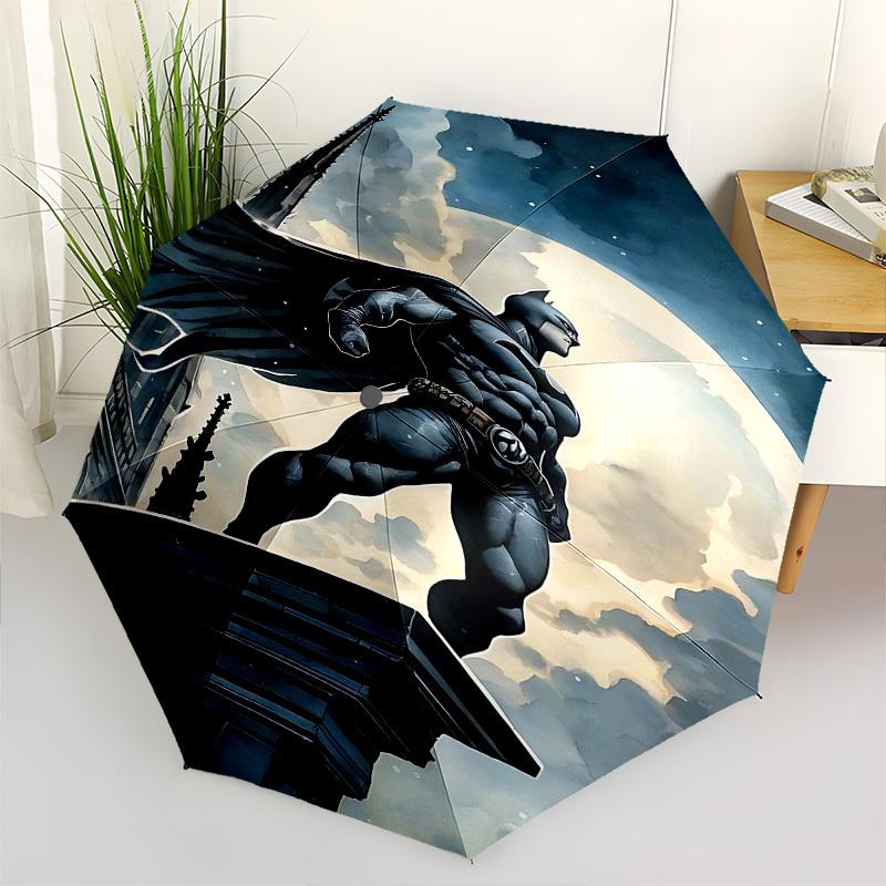 1pc Batman full moon Automatic Folding Umbrella - Compact 8-Rib Design, Durable Plastic & Iron1451L