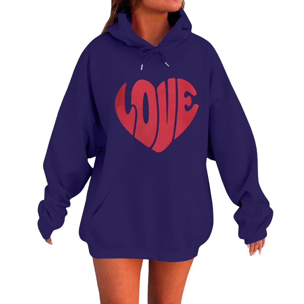 Women's Loose Comfortable Casual Fashionable Love Printed Long Sleeved Sweatshirt