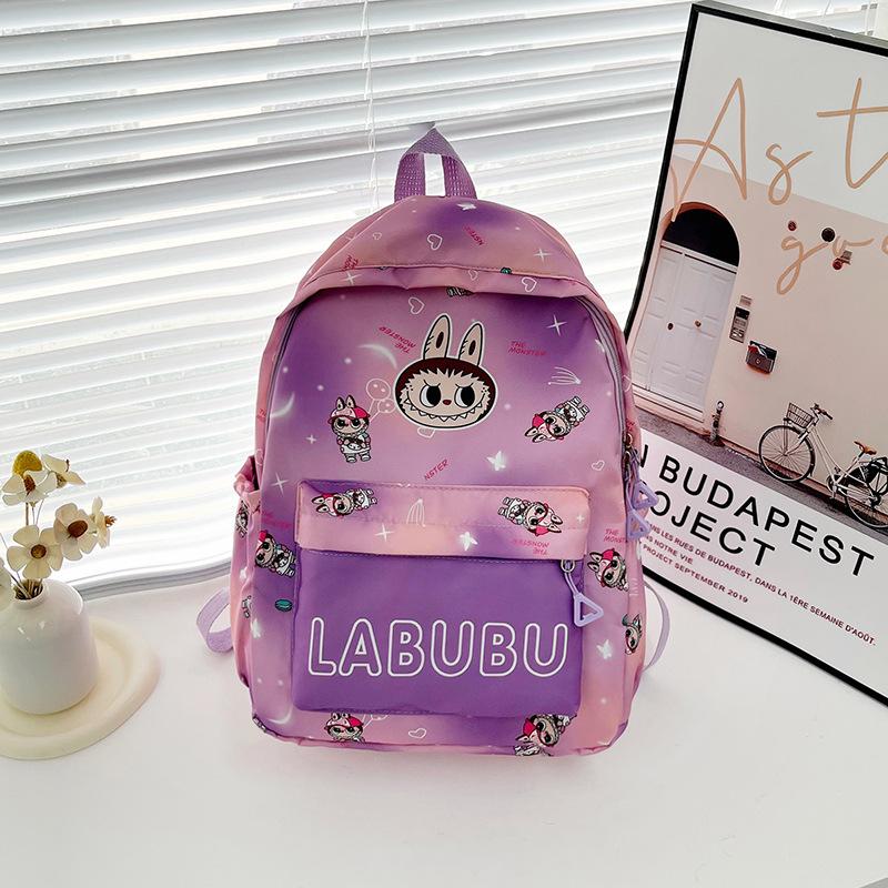 School Bag Backpack New Large-capacity Cartoon Cute Rabub Printing Lightweight Burden Reduction Spine Bag