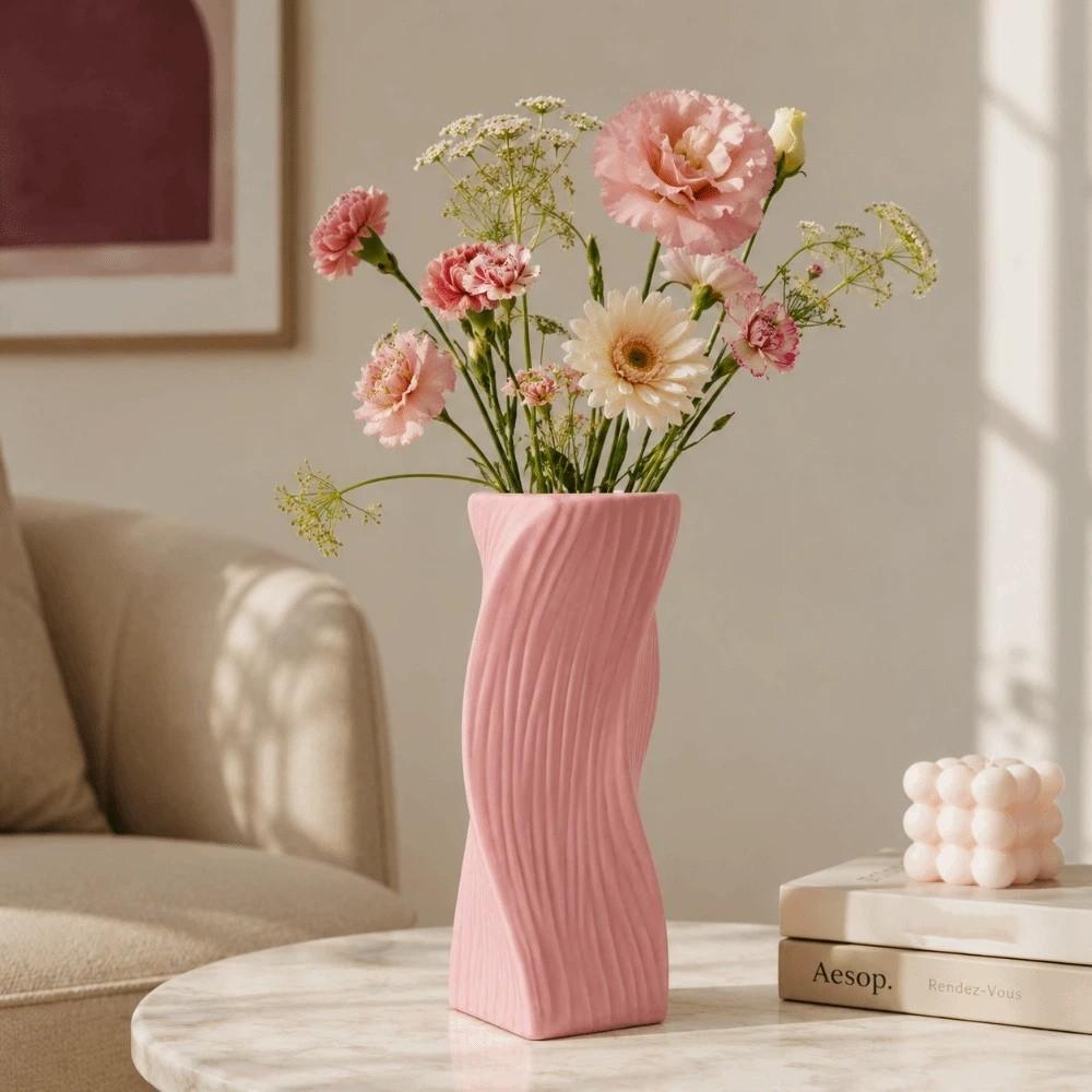Home Decor Flower Vase Wave Pattern Irregular Vases Pots Hydroponic Bottle  Office Decoration