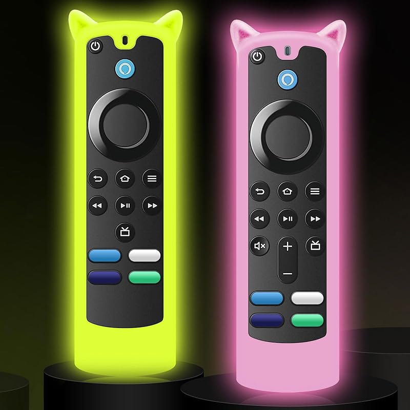 2 Pack Silicone Remote Cover Case Glow in The Dark, Anti-Slip Silicone Protective Case with Lanyard(Glow Green & Glow Yellow) 2 Pack(Glow Yellow+Glow P